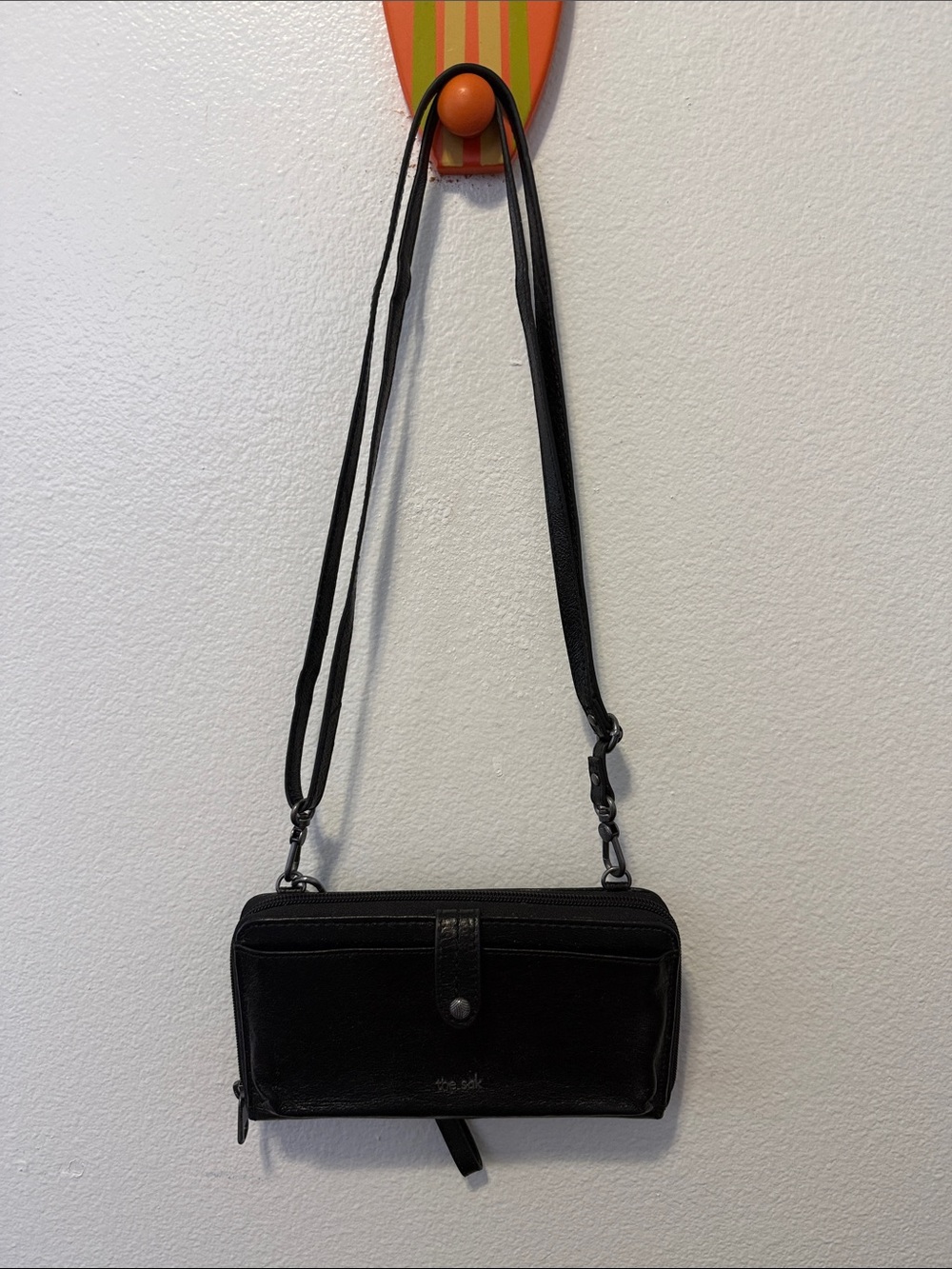 The Sak Classic Black Leather Crossbody Wallet Purse - Versatile Everyday Carry